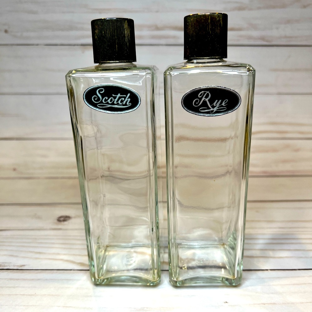 Vintage Scotch & Rye Small Glass Decanters